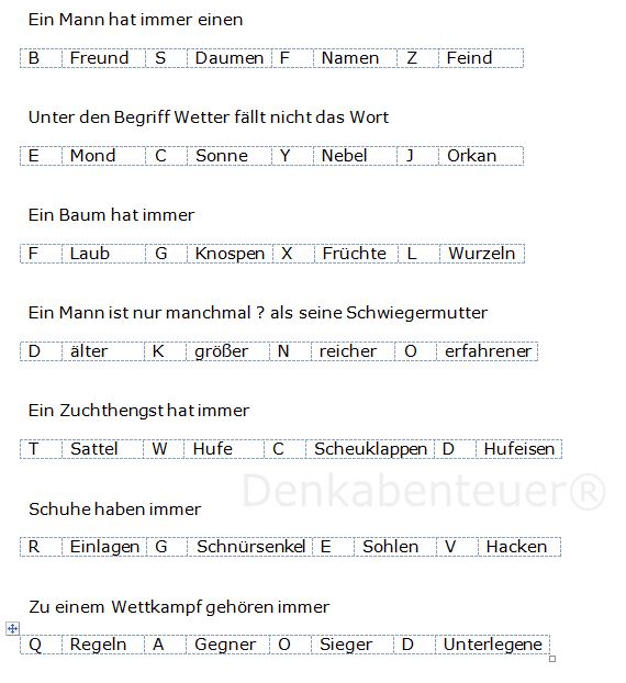 Was trifft zu Was trifft zu